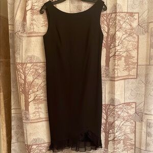Talbots Black Asymmetrical Sheath Dress with Bateau Neckline